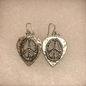 Lucky Brand Peace Sign Guitar Pick Shaped Earrings
